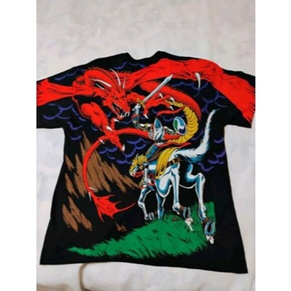 Vintage Liquid Blue Dragon AOP / AC DC T Shirt Sz L Test Print - Picture 5 of 9